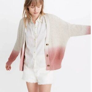Madewell 100% cotton fisherman cable knit cardigan - pink ombre - size small